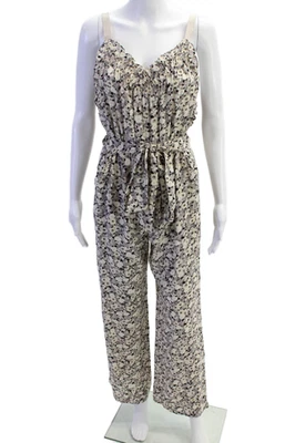 Macacão feminino Rebecca Taylor sem mangas de seda floral cintura amarrada cinza tamanho 2 - Imagem 1 de 4