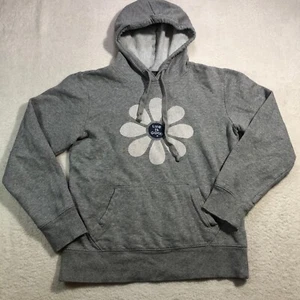 Life is Good Hoodie Womens XS Gray Pullover Pocket Sweatshirt Flower - Picture 1 of 9