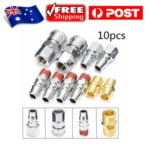 10Pcs Hose Quick Release Air Compressor Connector Coupler Set Easy Install - Picture 1 of 8