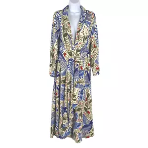 Maxi abito Farm Rio Off White ara volo piccolo pappagallo uccellino floreale nuovo con etichette DR-1206 - Foto 1 di 16