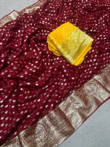 Viscose Georgette Saree,All-Over Small Butti Work Saree - Picture 1 of 30