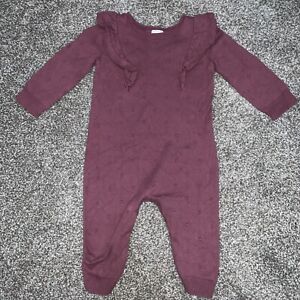 Infant Baby Girls Carters Pink Mauve Knit One Piece Bodysuit Romper Outfit 6M