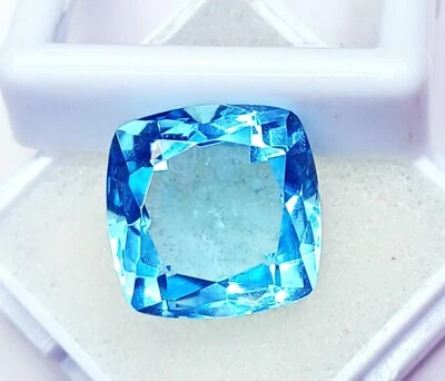 Piedra preciosa suelta corte cojín aguamarina certificado 12,10 quilates con regalo gratis Foto 1 de 4