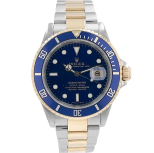 Rolex Mens Watch Submariner 16613 40mm Blue Luminous Dial Rotating Bezel - Picture 1 of 9