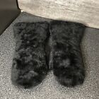Genuine Leather Palm Snowmobile Mitts Mittens Black Plush Tops Mens size XL