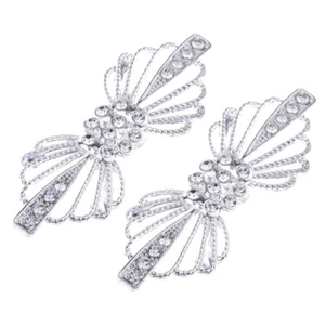 2 Sets Rhinestone Metal Closure Clasp Sew on Clothes Dress - Picture 1 of 7