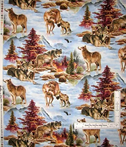 Wolf  Wolves Animal Fabric Wildlife Cotton 1287 Elizabeths Studio By The Yard - Picture 1 of 3