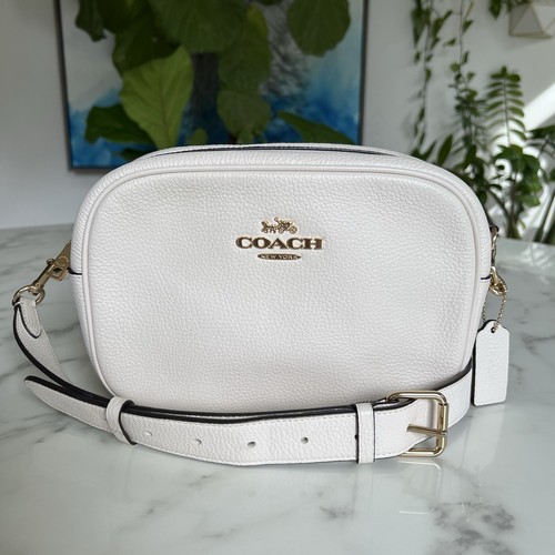 Borsa per fotocamera Coach Jamie tracolla in pelle di ciottoli gesso oro CA207