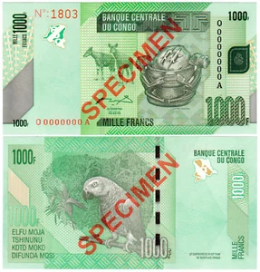 Congo Democratic Republic 1000 Francs P#101s (2005) SPECIMEN Mint UNC - Picture 1 of 1