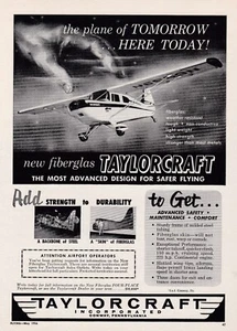 1956 Taylorcraft Flugzeug Werbung 26.12.2024w - Bild 1 von 1