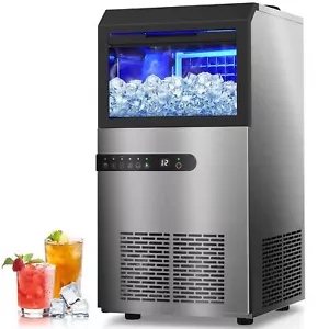 Commercial Ice Maker Machine Portable Ice Cube Tray Stainless Steel 45KG/24HR - Picture 1 of 9