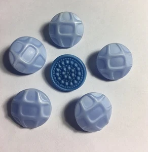 Vintage 6 ausgefallene blaue Glasknöpfe 33-34 - Bild 1 von 4