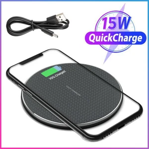 2023 Wireless Fast Charging Pad Dock 15W for Samsung iPhone Android Cell Phone - Picture 1 of 8