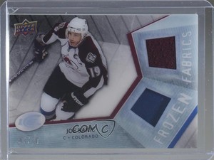 2008 Upper Deck Ice Frozen Fabrics PETG Black Patch/Jersey /10 Joe Sakic #JJ HOF