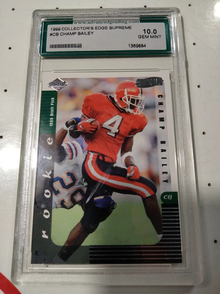 1999 CHAMP BAILEY Collectors Edge Supreme Draft Rookie RC AGS GEM ESTADO PERFEITO 10!🏈 - Imagem 1 de 4