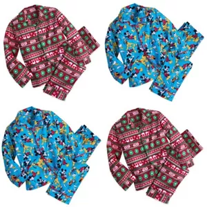 Disney Store Flannel Pajamas Star Wars Christmas Holiday Mickey Mouse Boys PJs - Picture 1 of 9