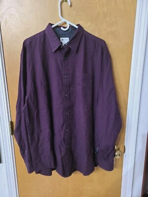 Haggar Longsleeve Burgundy Dress Shirt, Double Button Cuffs, Great Quality, XL - Image 1 of 4