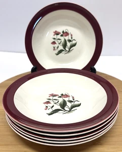 Set of 6 Vintage Wedgwood Barlaston Mayfield Ruby Rimmed Bowl. Soup Dessert - Picture 1 of 9