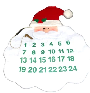 Santa Advent Calendar Felt Candy Cane Place Holder Atta Furry Face & Hat 22" - Picture 1 of 5
