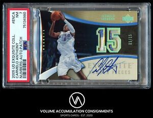 2005-06 Exquisite Collection Number Pieces Patch AUTO Carmelo Anthony /15 PSA 7