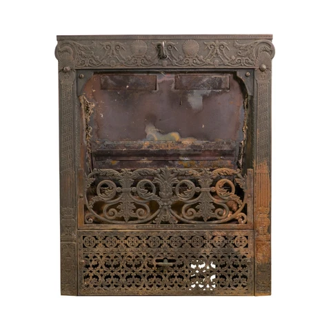 Antique Dawson Bros. Steel & Cast Iron Fireplace Insert Cover