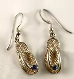 Pendientes colgantes/gotas de topacio azul de plata de ley .925 - Imagen 1 de 6