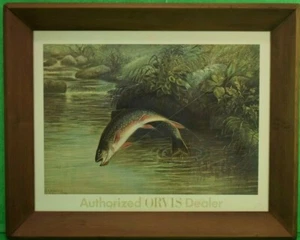 ORVIS Vertragshändler "Leaping Trout" Farbschild von S.A Kilbourne 1878 - Bild 1 von 7