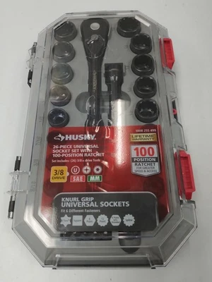 Husky H1003D26SWS 100-Position 3/8 Drive Universal Socket Wrench Set 26-Piece - Image 1 of 4