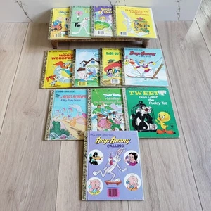 VTG 12 Looney Tunes Little Golden Books Lot Bugs Bunny Tweety Tiny Toons Tom & J - Foto 1 di 5