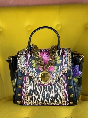 Betsey Johnson 豹纹花卉顶部手柄挎包斜挎包,黑色多款 — 第 1/4 张图片