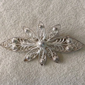 VTG Antique Edwardian Filigree Brooch; Sterling 925.Circa; 1901-1914, Luxurious - Picture 1 of 3