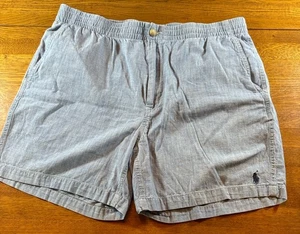 Men’s Ralph Lauren Polo 100% Cotton Blue Shorts Pony Zipper Elastic Button XL - Picture 1 of 6