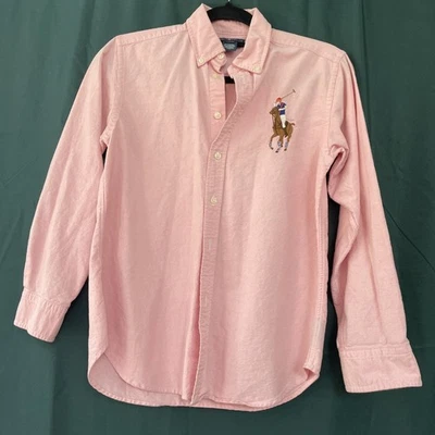 Camisa Oxford Rosa Ralph Lauren Rara Niños M (12-14) Manga Larga BIG PONY @1718 Foto 1 de 4