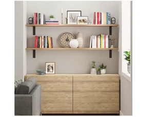 Wallniture Cervo 60 inch Long, 10" Deep and 1" Thick Wooden Wall Shelf with Heav - Picture 1 of 15