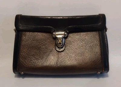 Vintage Zenith Handmade Leather Clutch Canada 1960s Mod Turn Lock Purse - Image 1 of 4