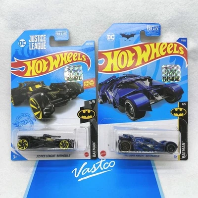 Lot of 2 Hot Wheels Justice League Batmobile & The Dark Knight Treasure Hunts - Image 1 of 4