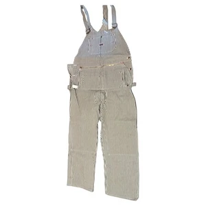Big Mac Striped Vintage Bib Overalls 46/32 Long Tall Carpenter Pouch Square New - Picture 1 of 10
