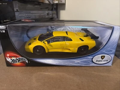 100% Hot Wheels Lamborghini Diablo GTR 1:18 Scale Diecast Yellow NIB - Image 1 of 4