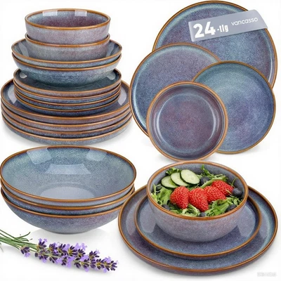 PLAYA Servizio Piatti 6 Persone, Set Piatti Moderni 24 Pezzi in Gres - 6 Piatti  - Immagine 1 di 4