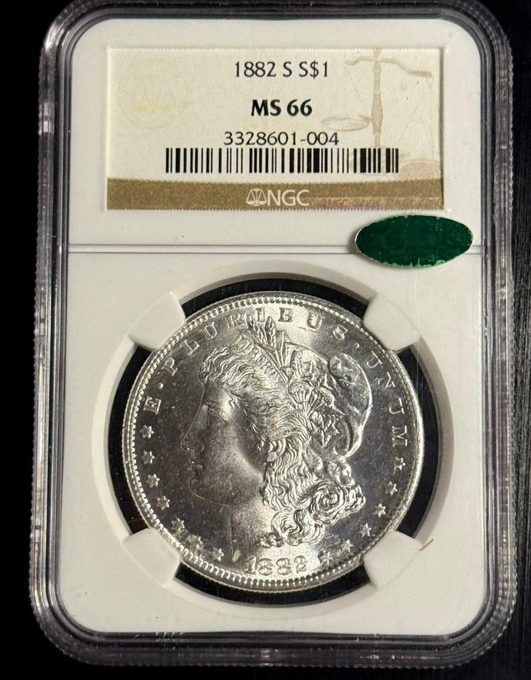 1882 S NGC MS 66 DÓLAR MORGAN *PEGATINA CAC! Foto 1 de 2