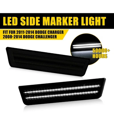 AUXITO LED white Side Marker Lens Smoked Light For Dodge Challenger Charger new - Image 1 of 4