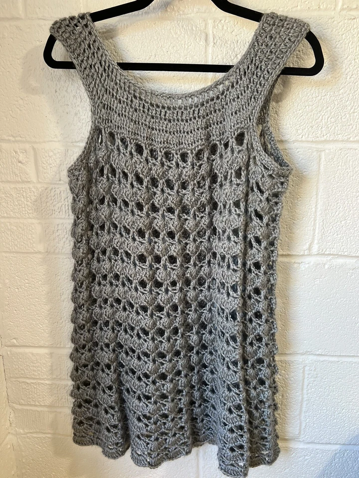 Kids Dress Or Adult Top HANDMADE CROCHET DRESS SILVER GREY - Image 1 of 4