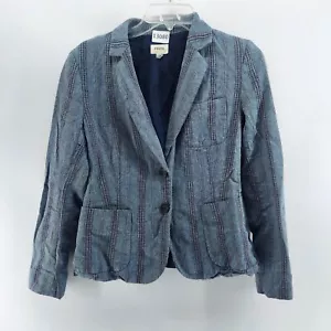fossil blazer women size 4 two button lined Ramie blend casual pockets light blu - Picture 1 of 7