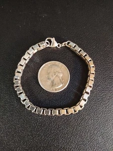 Brazalete de cadena de caja 925 de plata de ley 925 de 20,2 gramos de 6,5" 5 mm - Imagen 1 de 9