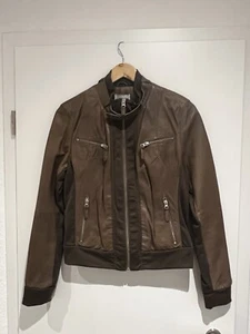 Damen Lederjacke "Amy Vermont" in taupe mit Stoff-Elementen, Gr. 40 - *NEU* - Bild 1 von 3