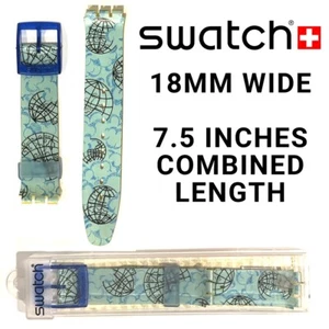 Correa de plástico genuina SWATCH MAPPAMONDO SAN101 (18 mm de ancho, 7,5 pulgadas de largo) sin usar - Imagen 1 de 1