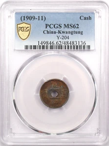 1909-11 China Kwangtung Cash Copper Coin Y-204, PCGS MS62, Uncirculated BU - Picture 1 of 4