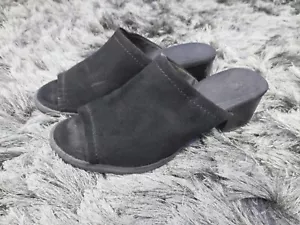 Scarpa donna Qupid tacco mules 6 nera ecopelle scamosciata blocco grosso tacco slip on - Foto 1 di 16