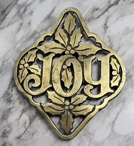 Vintage Brass & Cast Iron Trivet. Christmas. Holidays. JOY. Wall Hanging.... - Picture 1 of 6
