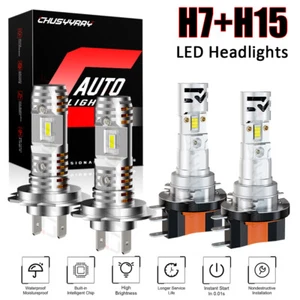 4x H15+H7 Combo LED Headlights Kits High Low Beam For Jaguar XE 2017-2018 2019 - Foto 1 di 19